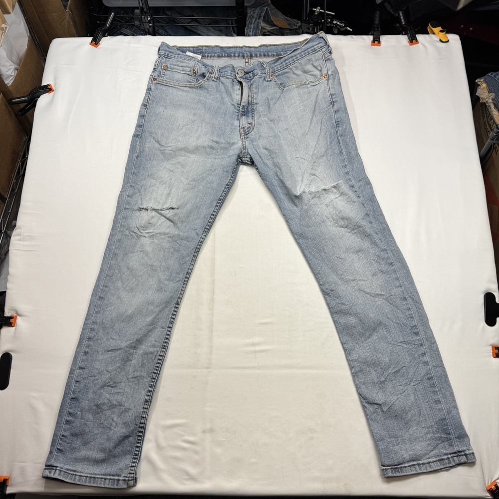 Levi's 511 Slim Fit Men's Jeans 36x32 Light Wash Ripped Knee (Fit 35X31 )